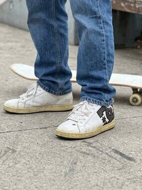 DC Court Graffik White Leather Skate Sneakers